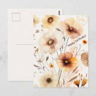Cartão Postal Lindas Flores Silvestres FLORES FELIZ ANIVERSÁRIO