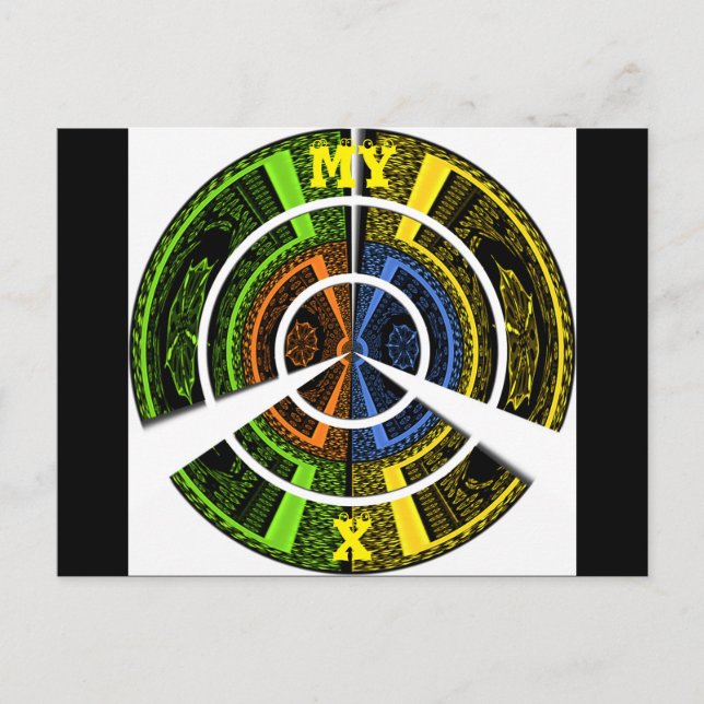 Cartão Postal Lindas ilustrações circulares coloridas africanas (Frente)