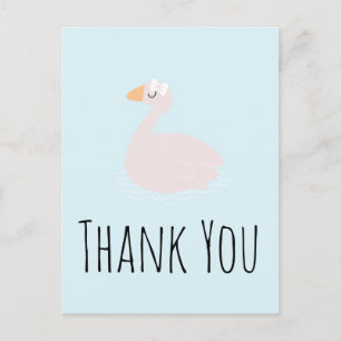 Cartão Postal Lindas Meninas Cisnes Rosa Aniversário Obrigada