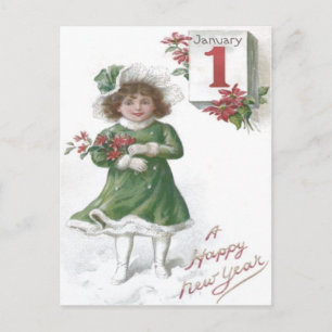 Cartão Postal Lindas Meninas Poinsettias Poinsettia