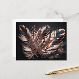 Cartão Postal Lindas Penas Decorativas Rosa e Preto