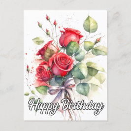 Cartão Postal Lindas Rosas Vermelhas Antigas