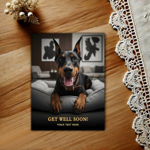 Cartão Postal Lindíssimo Postcard Doberman Pinscher  Melhoras