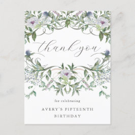 Cartão Postal Lindo Agradecimento de Aniversário Floral