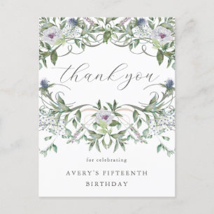 Cartão Postal Lindo Agradecimento de Aniversário Floral