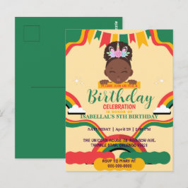 Cartão Postal Lindo aniversário de unicórnio afro meninas afro-a