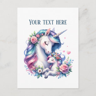 Cartão Postal Lindo bebê unicórnio da Mamãe adicionar texto 