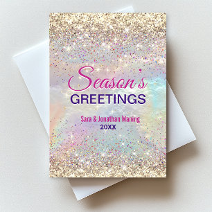 Cartão Postal Lindo brilho dourado iridescente Natal ano novo