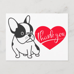Cartão Postal Lindo Bulldog Francês Obrigado Frenchie Cachorrinh