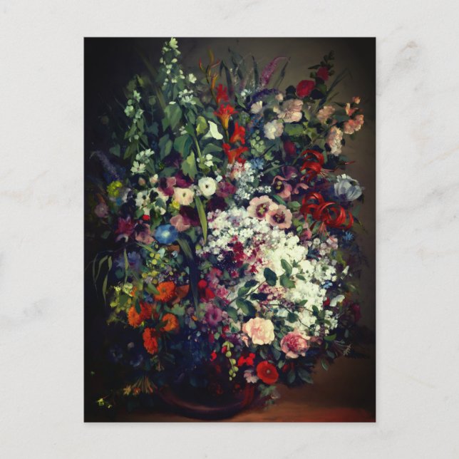 Cartão Postal Lindo Buquê de Flores em um Vaso (Frente)