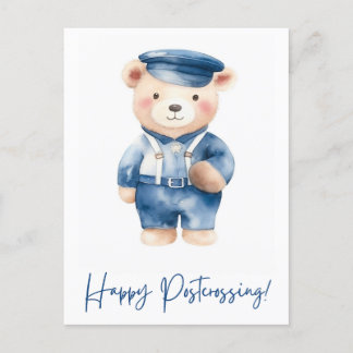 Cartão Postal Lindo carteiro urso | Postcrossing | Aquarela