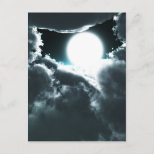 Cartão Postal Lindo cenário da noite da lua