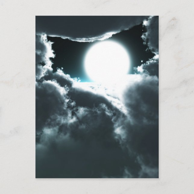 Cartão Postal Lindo cenário da noite da lua (Frente)