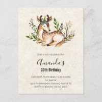 Lindo Cervo em Aquarela Deitado Boho Aniversário