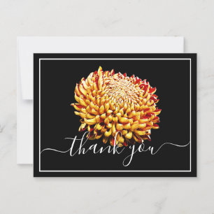 Cartão Postal Lindo Crisântemo Amarelo e Vermelho Obrigado