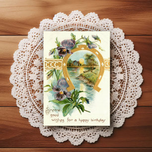 Cartão Postal Lindo cumprimento de aniversário vintage do início