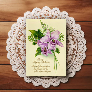 Cartão Postal Lindo cumprimento de aniversário vintage do início