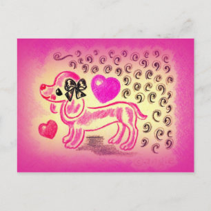 Cartão Postal Lindo Dachshund Amor