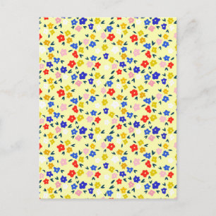 Cartão Postal Lindo Floral Delicado e Fofo em Amarelo Pastel