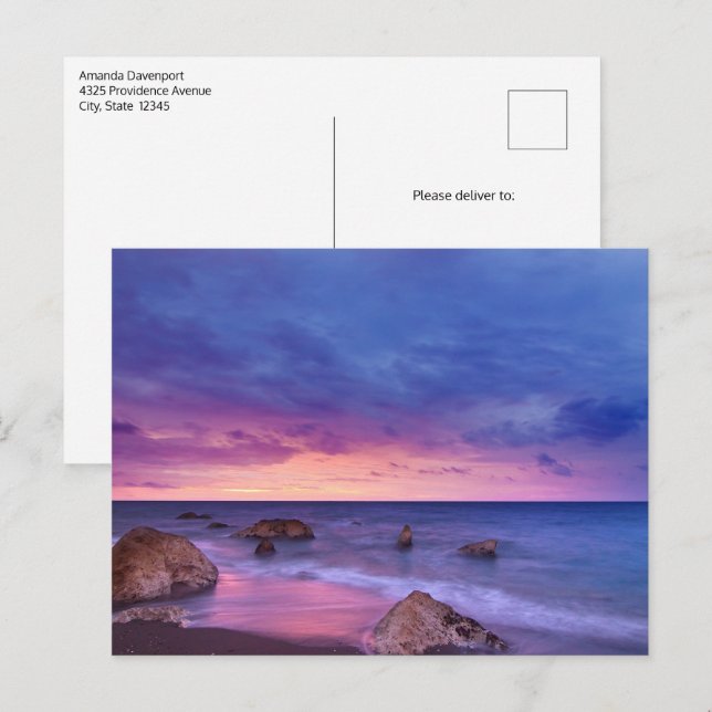 Cartão Postal Lindo Fotografia Costeira Sunset (Frente/Verso)