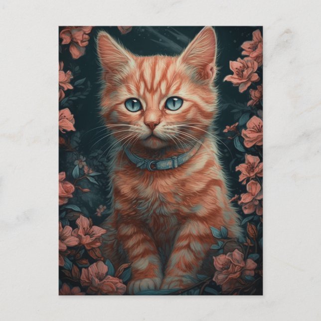 Cartão Postal Lindo Gatinho Ruivo (Frente)