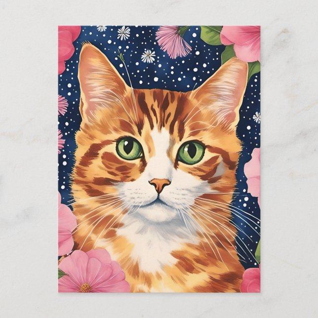 Cartão Postal Lindo Gato Gengibre (Frente)