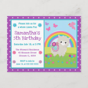 Cartão Postal Lindo Llama Floral de Primavera e Aniversário Arco
