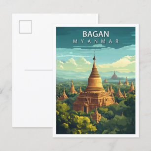 Cartão Postal Lindo Local Bagan Myanmar Arte Viagem