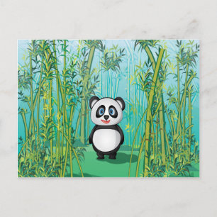 Cartão Postal Lindo Panda bebê na floresta de bambu