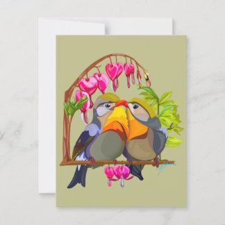 Cartão Postal Lindo par de pássaros Robins de Pequim
