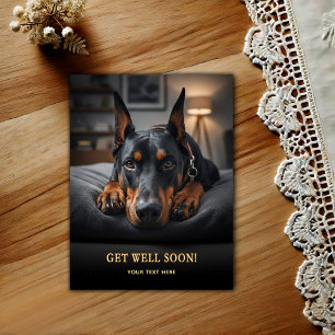 Cartão Postal Lindo Postal de Doberman Pinscher para Melhoras
