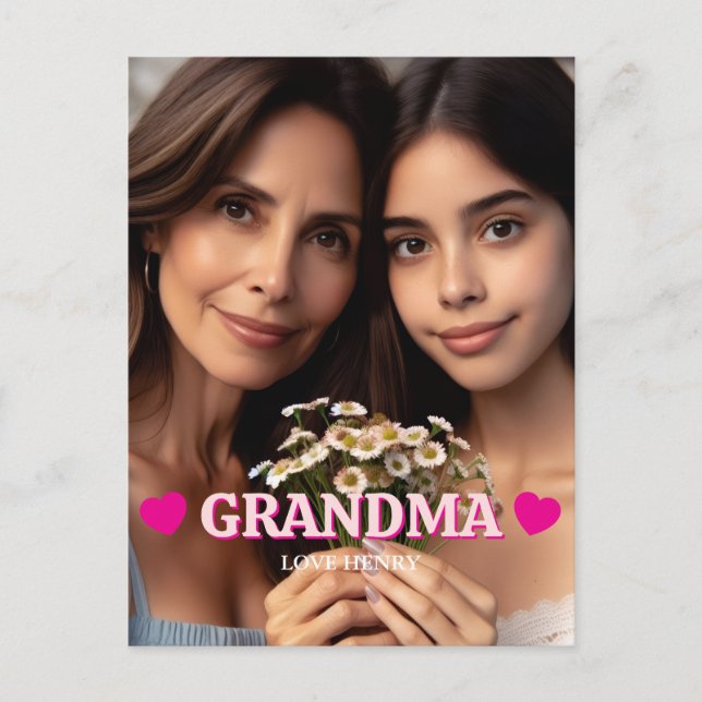 Cartão Postal Lindo Presente Personalizado com Foto para Avó e A (Frente)