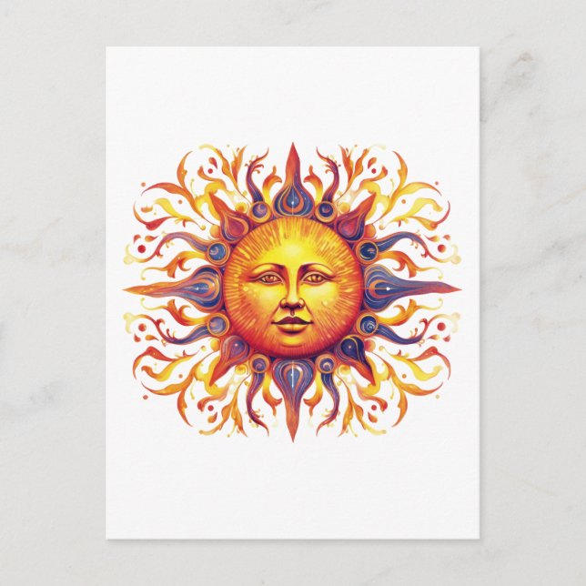 Cartão Postal Lindo Sol Ilustrado (Frente)