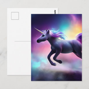Cartão Postal Lindo Unicórnio Roxo