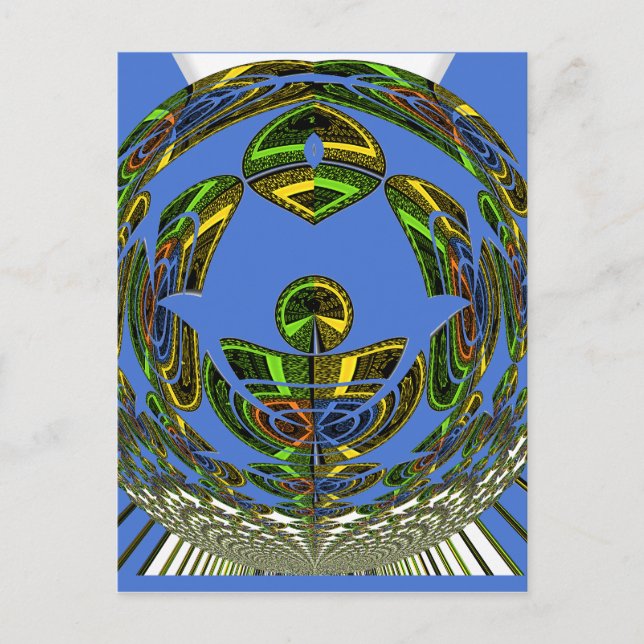 Cartão Postal Lindo Vetor Étnico Tradicional Africano Azul (Frente)