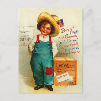 Cartão Postal Lindo Vintage 4 de Julho