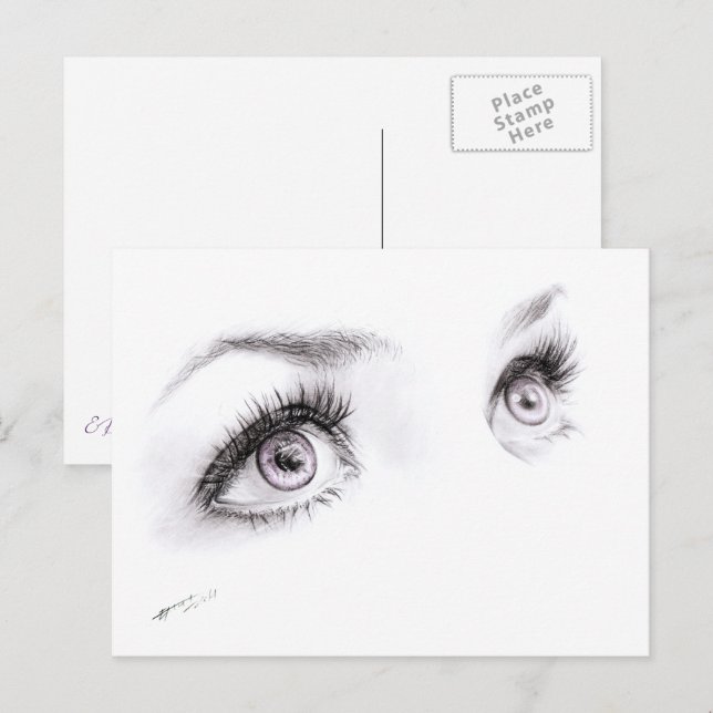 Cartão Postal Lindos olhos femininos Desenhando arte minimalista (Frente/Verso)