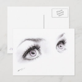 Cartão Postal Lindos olhos femininos Desenhando arte minimalista