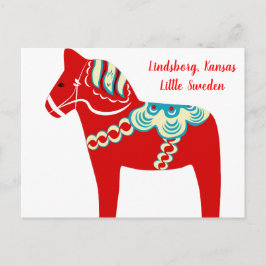 Cartão postal Lindsborg, Kansas Red Dala Horse