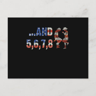 Cartão Postal Line Dance Country Music US Flag Cowboy Gi