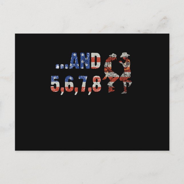 Cartão Postal Line Dance Country Music US Flag Cowboy Gi (Frente)