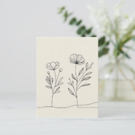 Cartão Postal Lineart - Flores Minimalistas