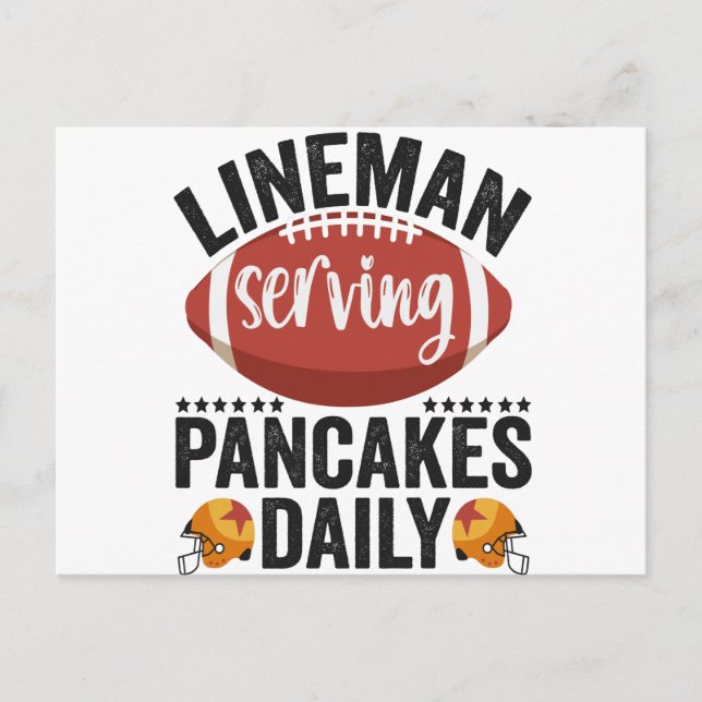 Cartão Postal Lineman Servindo Pancakes Daily Funny Football Gif (Frente)