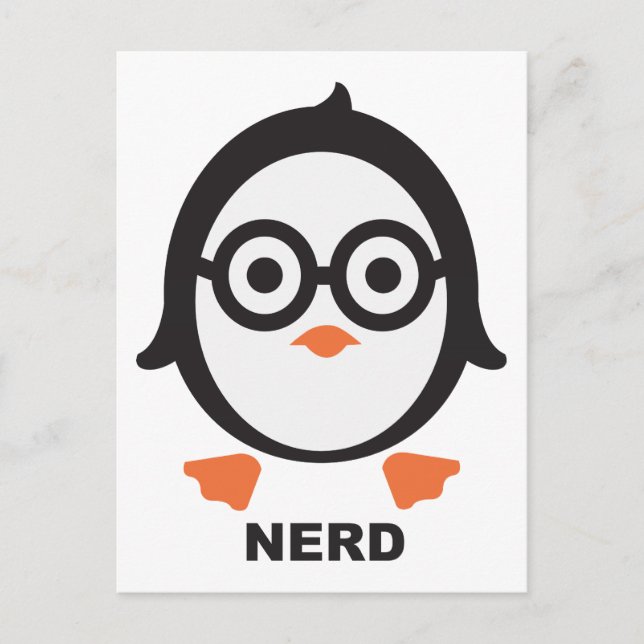 Cartão Postal Língua - nerd - pinguim (Frente)