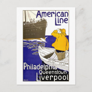 Cartão Postal LINHA AMERICANA - Design de Poster de Viagens vint