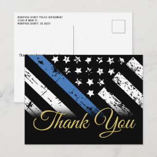 Cartão Postal Linha Azul da Polícia Agradecimento Forças da Lei