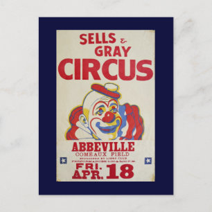 Cartão Postal linha de circo - Venda e Cinza Circus-