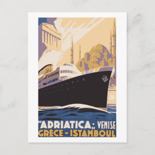 Cartão Postal Linha de transporte Vintage e Veneza, Grécia, Ista
