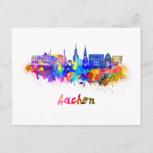 Cartão Postal Linha do horizonte Aachen em aquarela