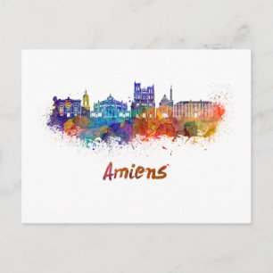 Cartão Postal Linha do horizonte Amiens em aquarela